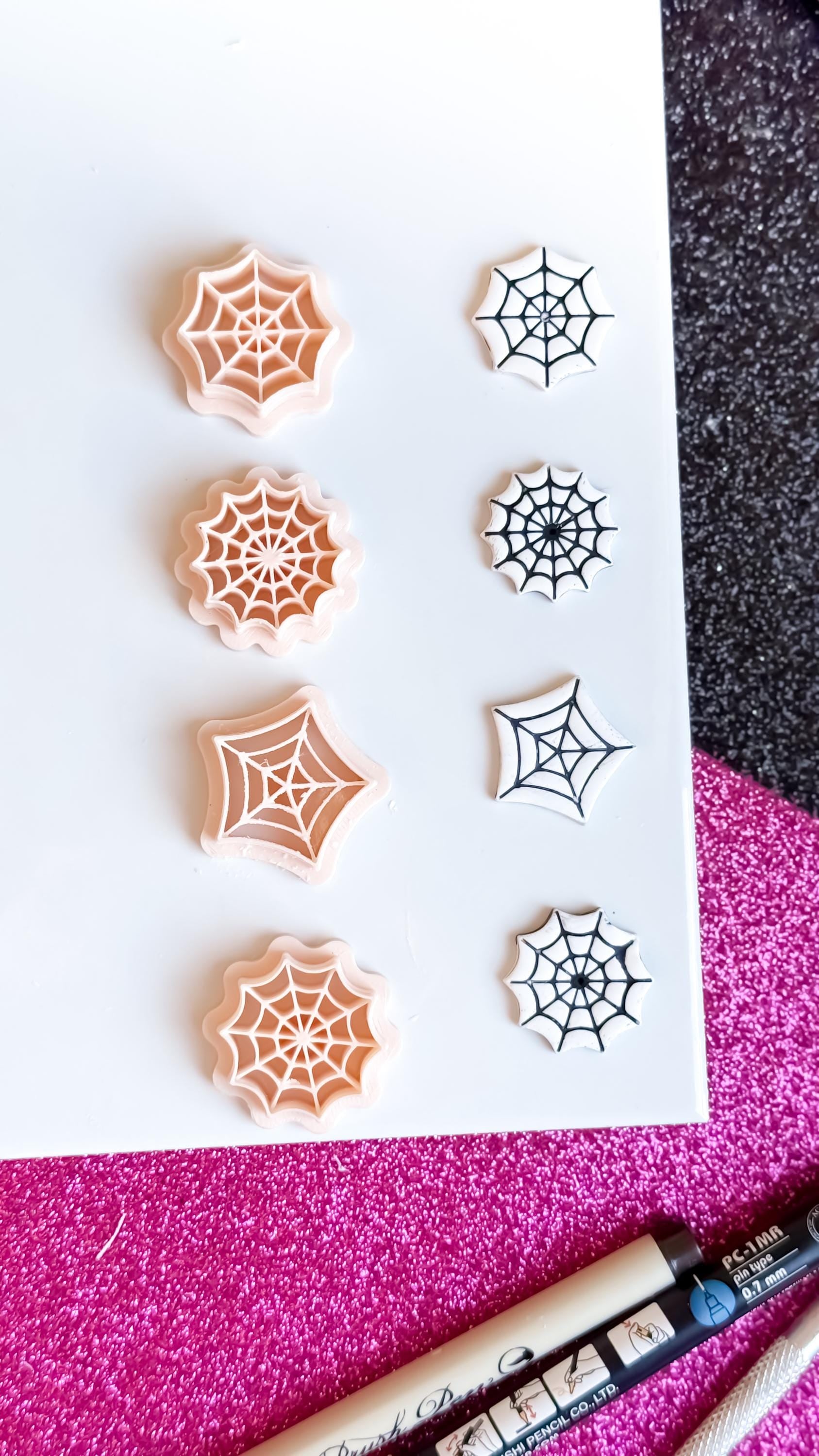 Spider Web Clay Cutter Set: Halloween Jewelry Making, 6 Sizes