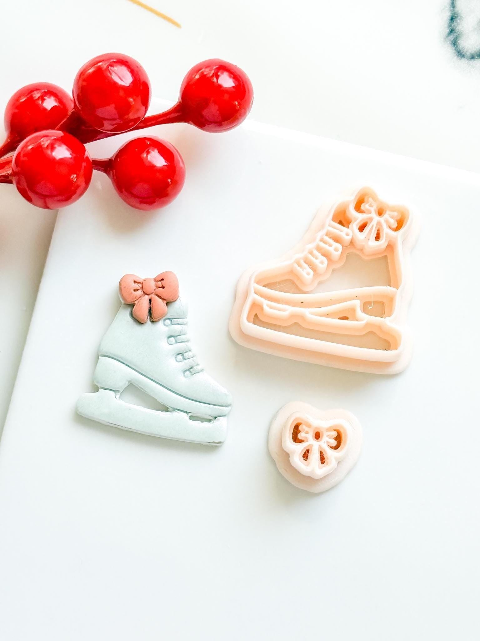 Winter Fairy Ice Skate Polymer Clay Cutter Set Bow Detail for Earrings & Jewelry