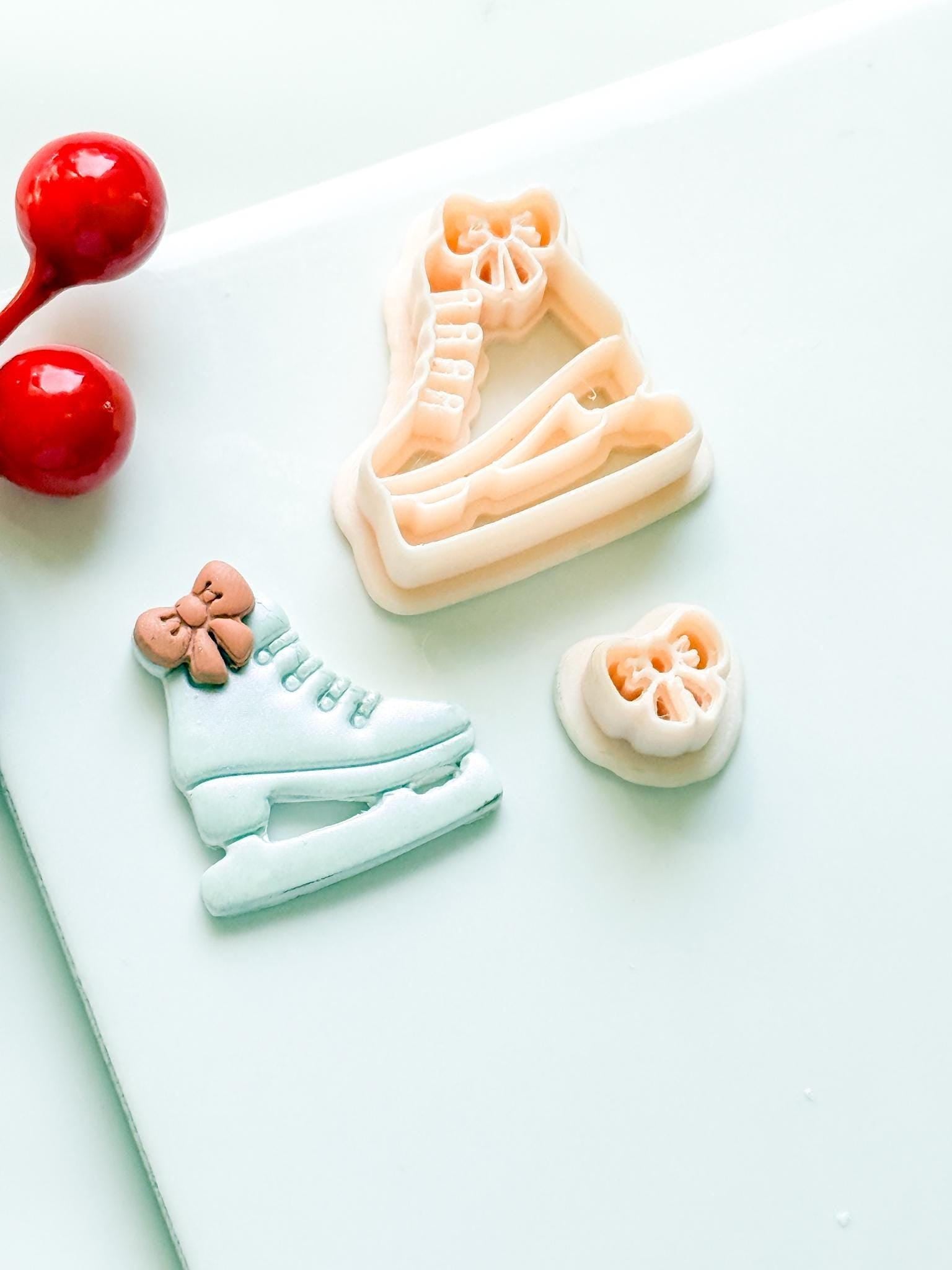 Winter Fairy Ice Skate Polymer Clay Cutter Set Bow Detail for Earrings & Jewelry