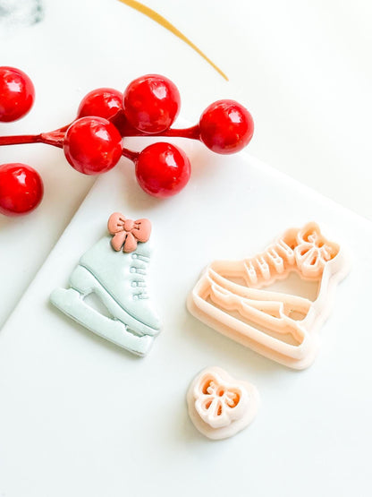 Winter Fairy Ice Skate Polymer Clay Cutter Set Bow Detail for Earrings & Jewelry