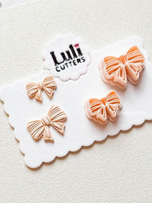 Striped Ribbon Bow Clay Cutter Set: 25mm & 30mm Earring Cutters
