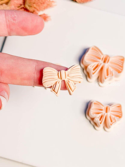 Striped Ribbon Bow Clay Cutter Set: 25mm & 30mm Earring Cutters
