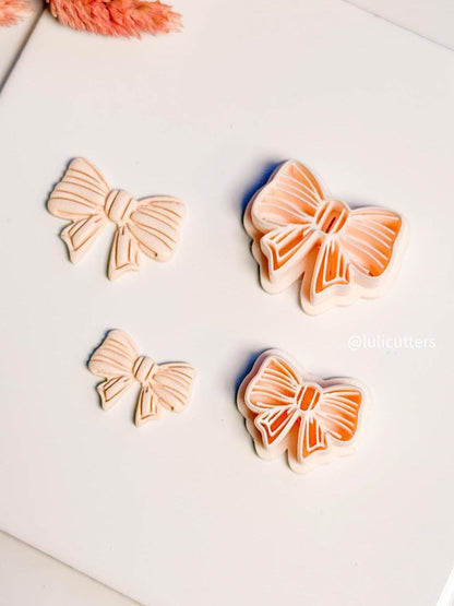 Striped Ribbon Bow Clay Cutter Set: 25mm & 30mm Earring Cutters