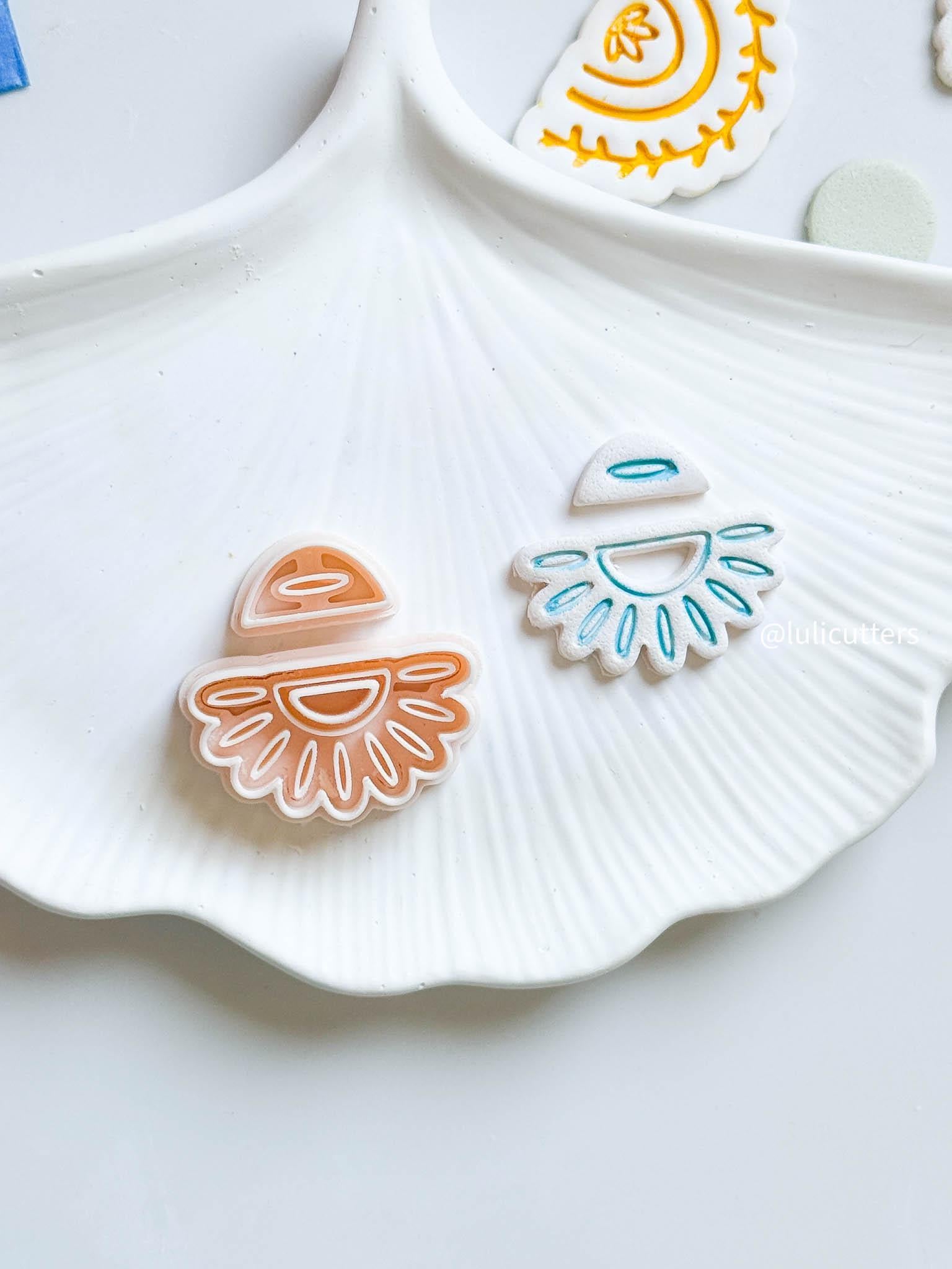 Boho Cutout Scalloped Clay Cutter Set ceramic Inspired Arch Design - 2 size options
