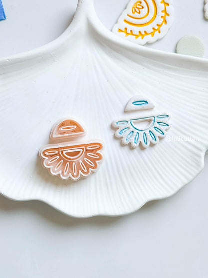Boho Cutout Scalloped Clay Cutter Set ceramic Inspired Arch Design - 2 size options