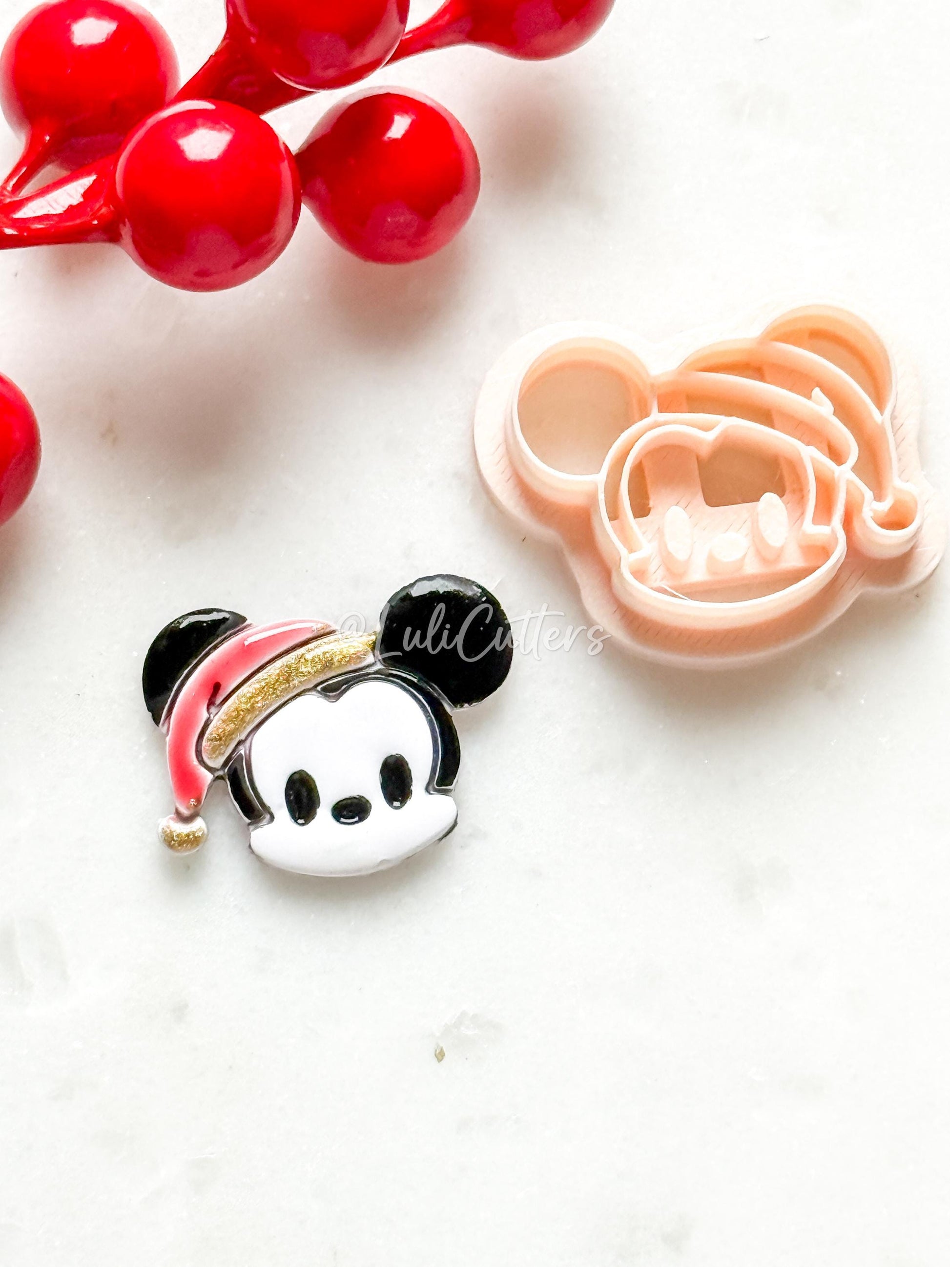 Christmas Mouse Polymer Clay Cutters Holiday Embossed Earring Shapes