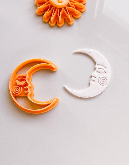 Crescent Moon Face Clay Cutter: Celestial Jewelry & Cookie Cutter