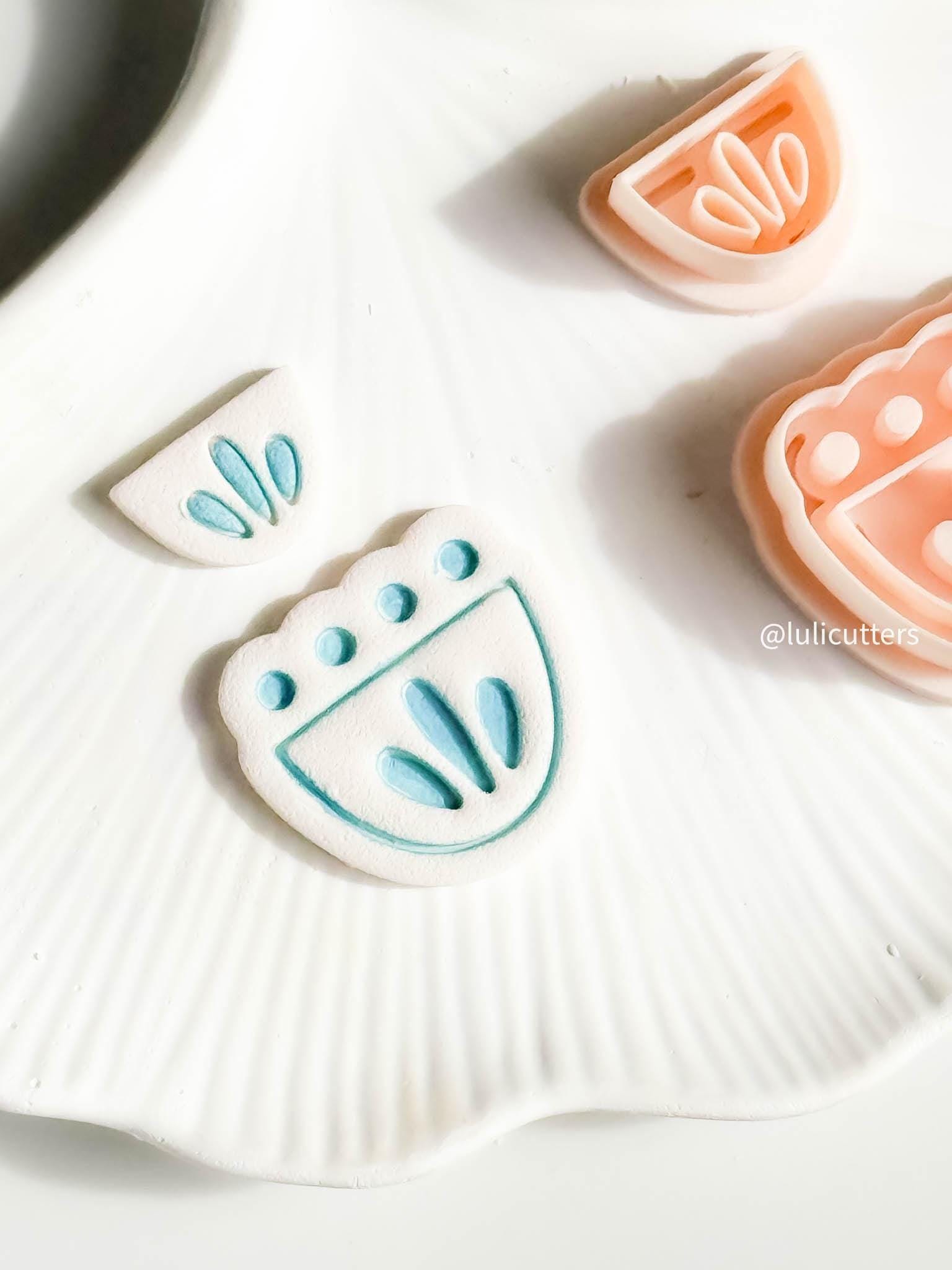 Folk Floral Clay Cutter Set Scalloped Boho Tulip Design