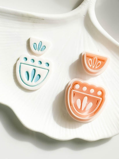 Folk Floral Clay Cutter Set Scalloped Boho Tulip Design