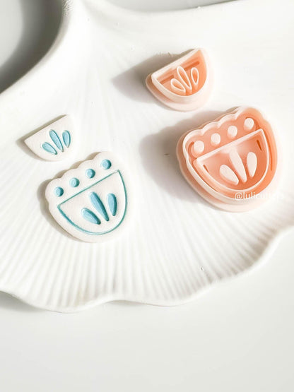 Folk Floral Clay Cutter Set Scalloped Boho Tulip Design