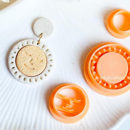 Celestial Sun Face Cutter Set Polymer Clay Earring Cutter with Imprint