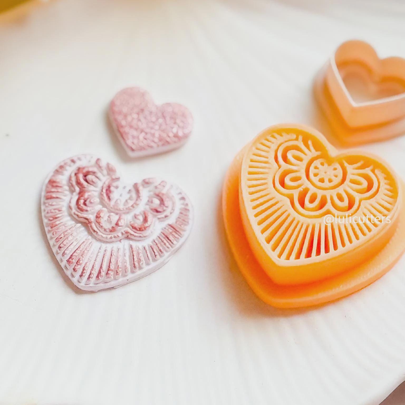 Mandala Heart Clay Cutter: Boho Floral Polymer Clay Earring Tool