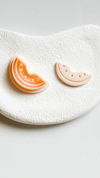 Watermelon Slice Clay Cutter: Seed & Rind Imprint - Summer Earrings