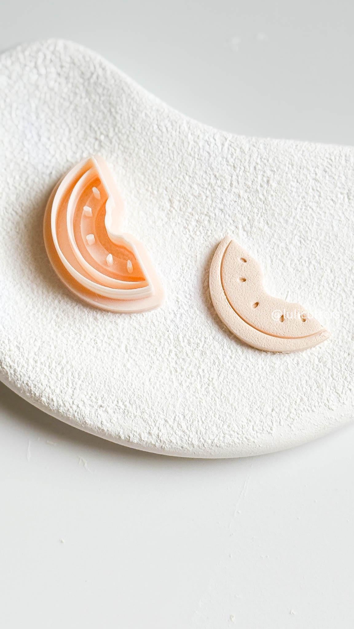 Watermelon Slice Clay Cutter: Seed & Rind Imprint - Summer Earrings