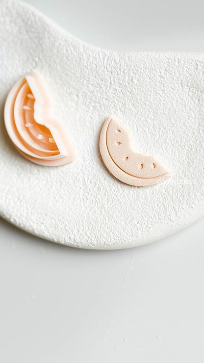 Watermelon Slice Clay Cutter: Seed & Rind Imprint - Summer Earrings