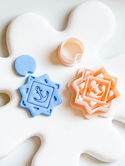 Anchor Clay Cutter: Nautical Starburst Frame, Imprint Earring Cutter