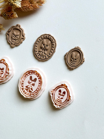 Fox & Bunny Cameo Clay Cutter Set: Vintage Animal Portrait Molds