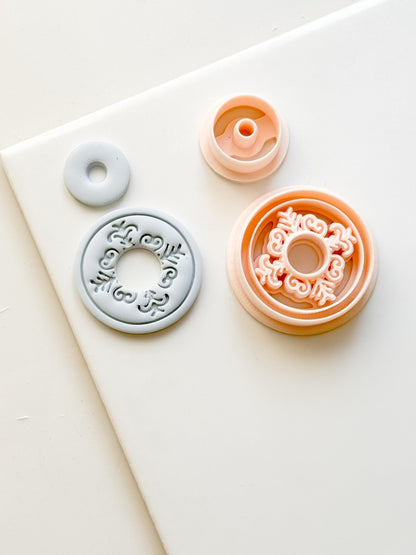 Ornate Round Polymer Clay Cutter Mandala Medallion Shape with Center Hole