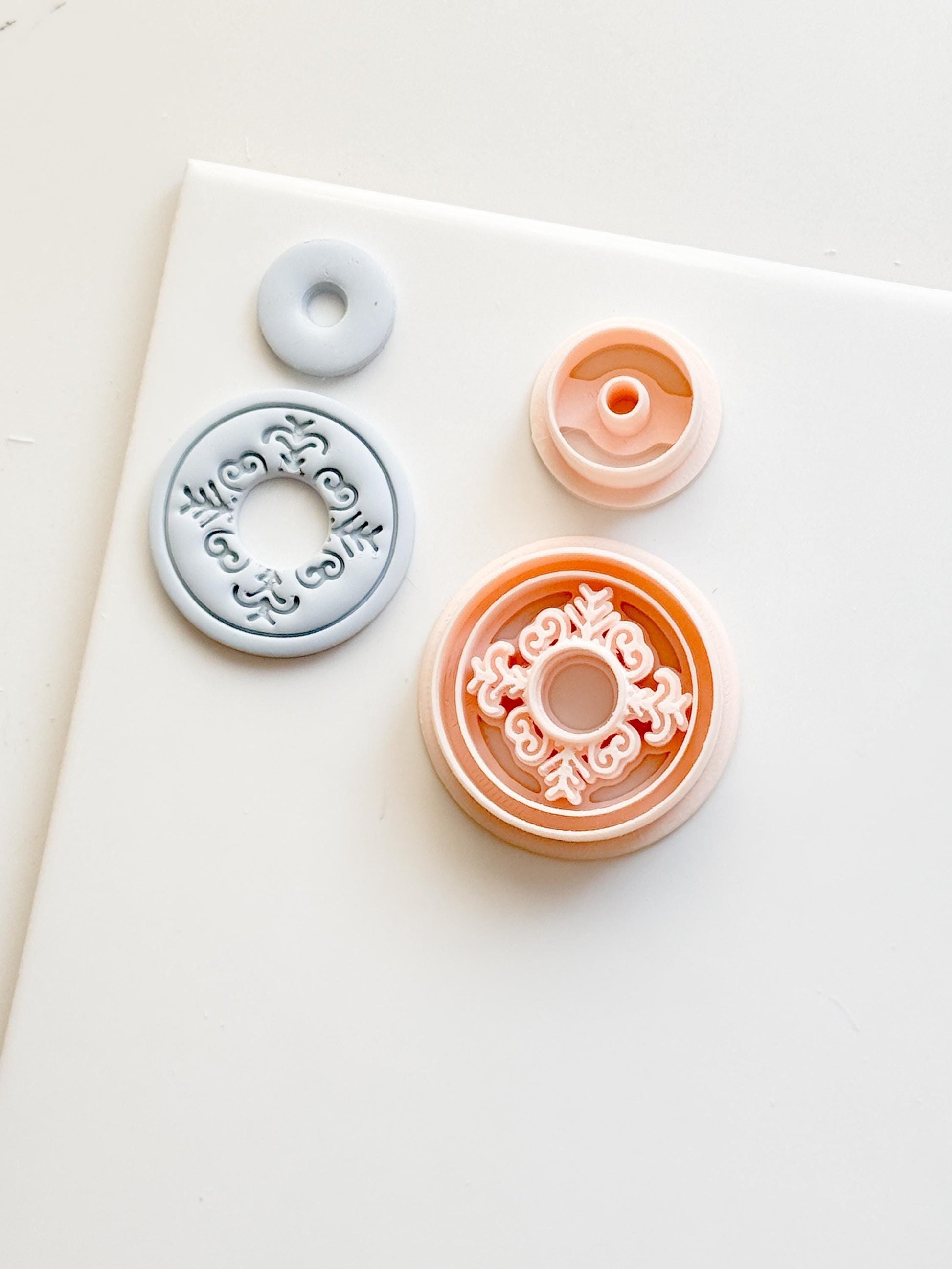 Ornate Round Polymer Clay Cutter Mandala Medallion Shape with Center Hole