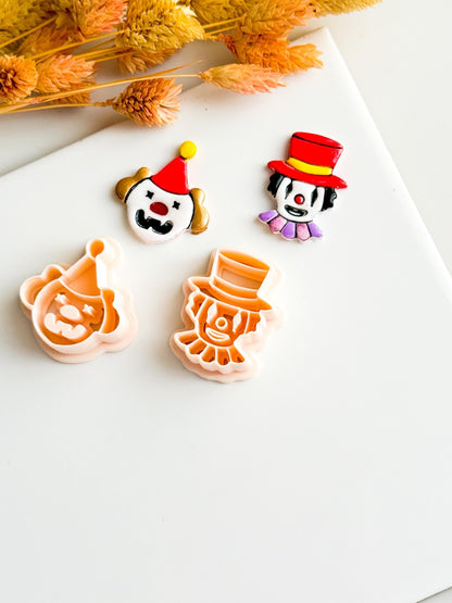 Clown Face/Top Hat Clay Cutter Set: Polymer Clay Jewelry Tool