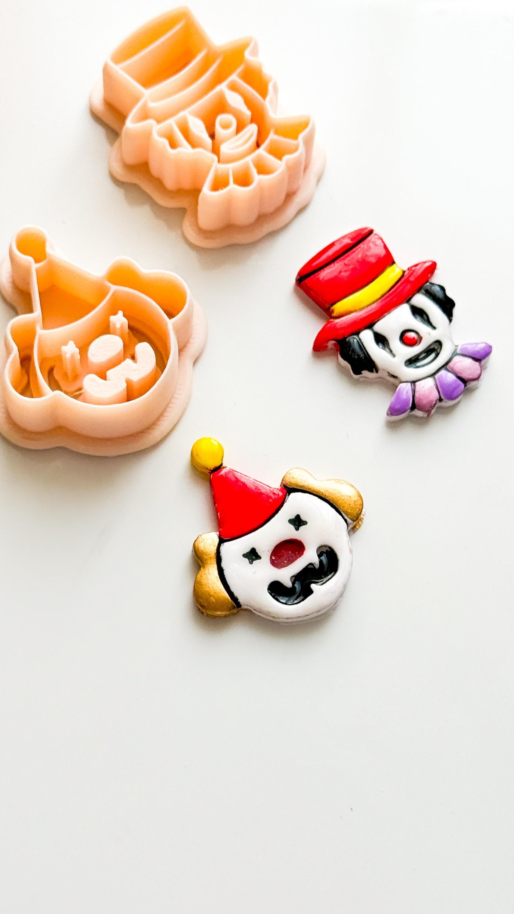 Clown Face/Top Hat Clay Cutter Set: Polymer Clay Jewelry Tool