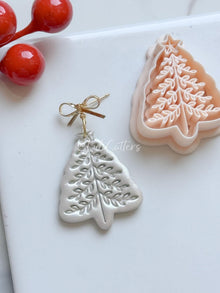 Winter Fairy Christmas Tree with Imprint Details Polymer Clay Cutter Holiday Earrings & Jewelry