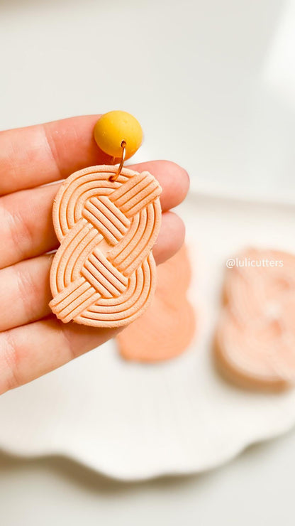 Vertical Braided Knot Clay Cutter Statement Earring Cutter with Layered Imprint Design