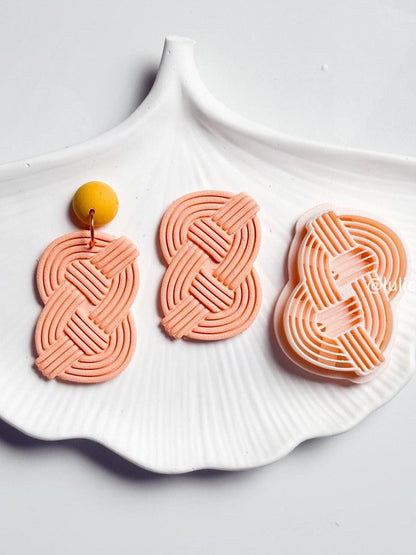 Vertical Braided Knot Clay Cutter Statement Earring Cutter with Layered Imprint Design