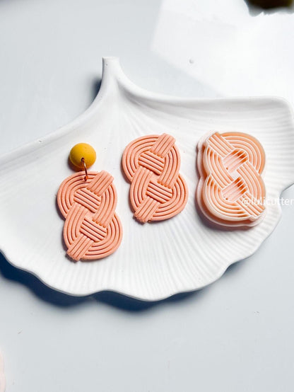 Vertical Braided Knot Clay Cutter Statement Earring Cutter with Layered Imprint Design