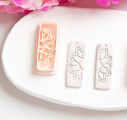 Floral Bar Polymer Clay Cutter: Mirrored Flower Earring Design