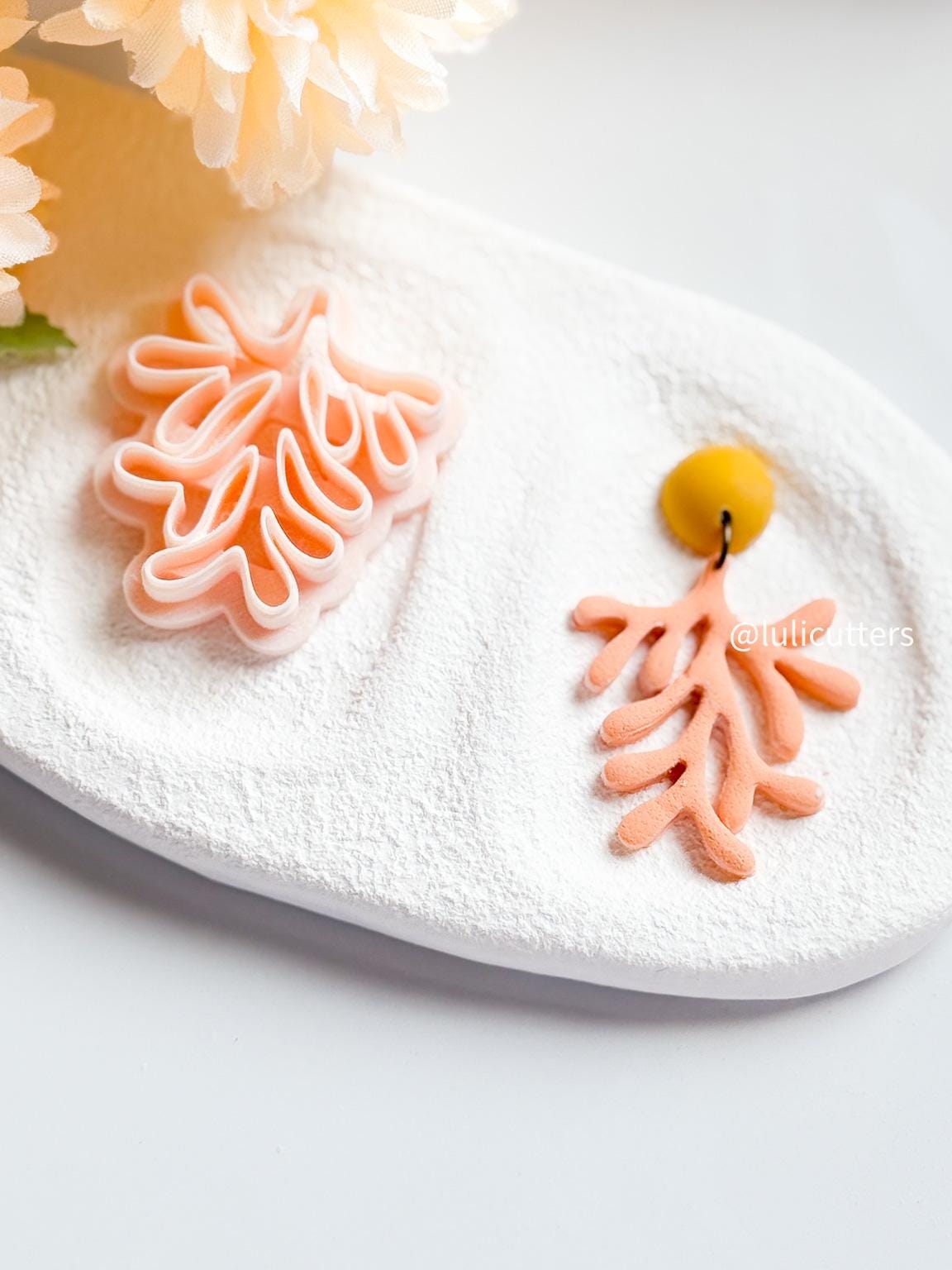 Coral Polymer Clay Cutter Beachy Ocean-Inspired Earring Cutter for Coastal Jewelry