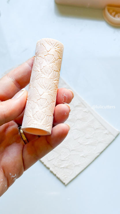 Ginkgo Leaf Texture Roller: Polymer Clay Pattern Maker (7cm)