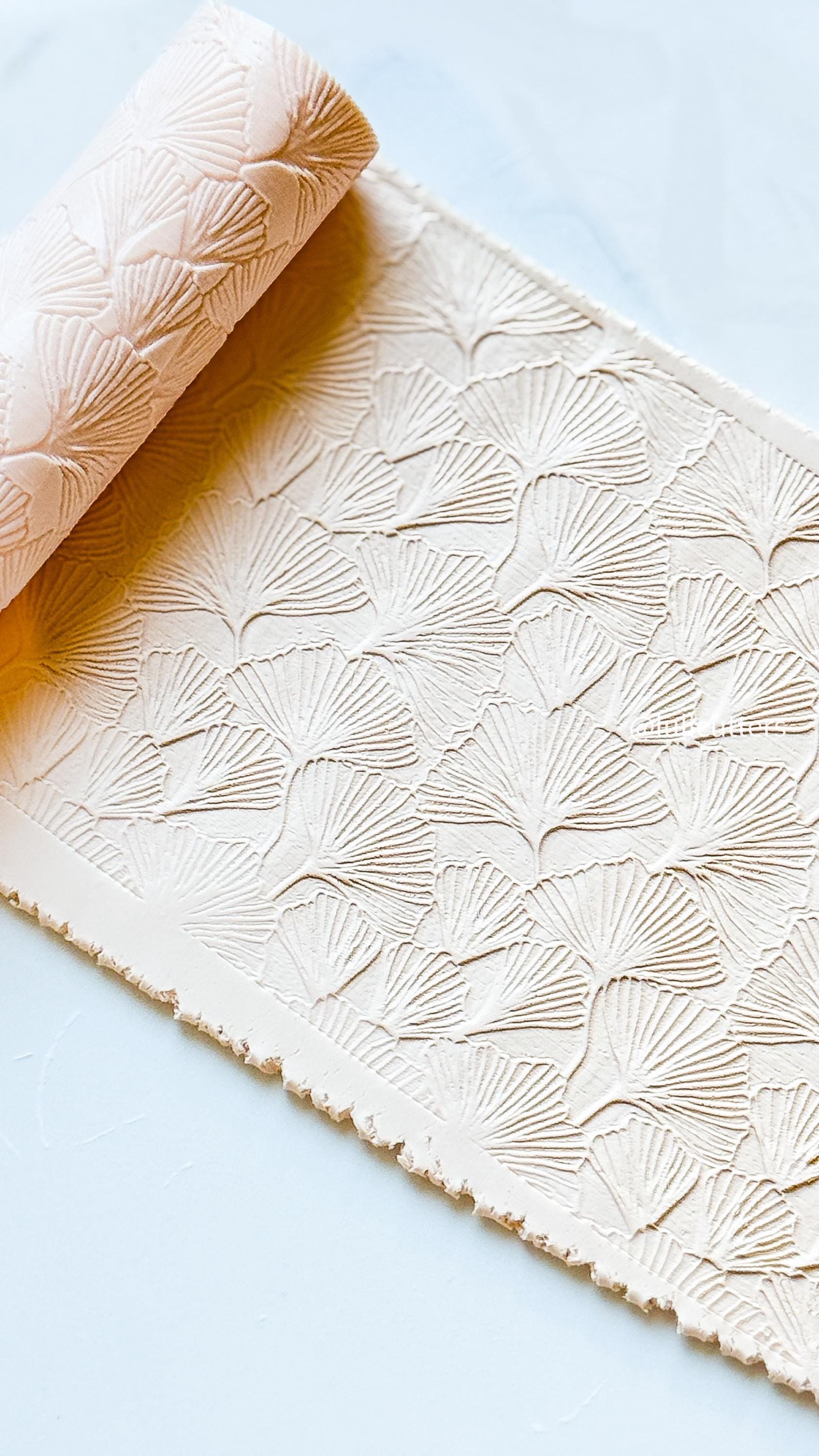 Ginkgo Leaf Texture Roller: Polymer Clay Pattern Maker (7cm)