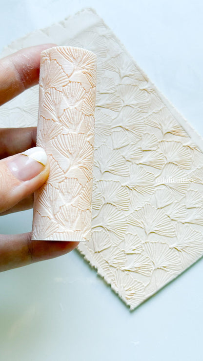 Ginkgo Leaf Texture Roller: Polymer Clay Pattern Maker (7cm)