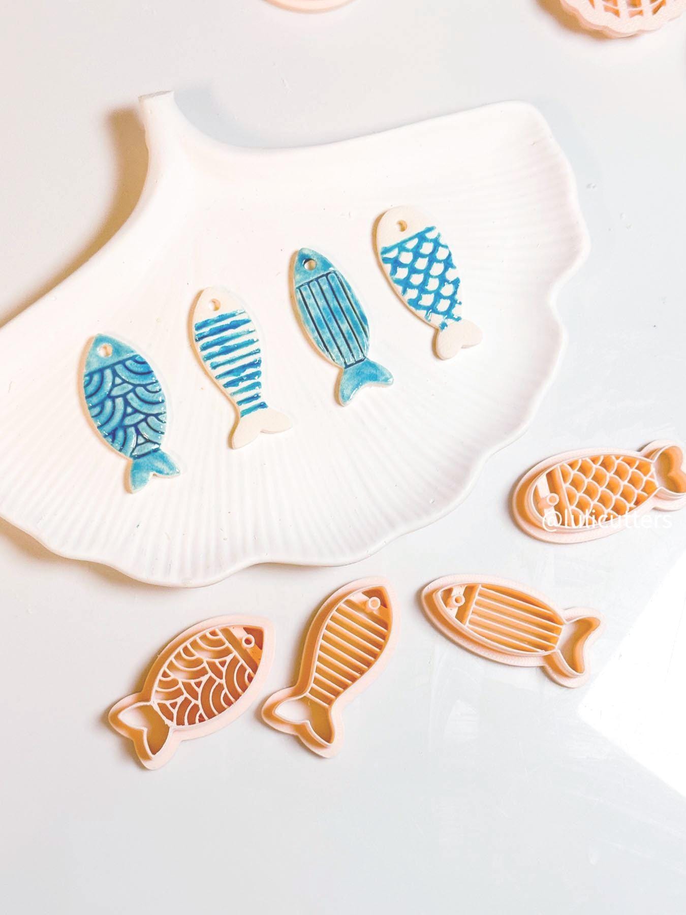 Fish Imprint Clay Cutter Set: Ocean-Inspired Polymer Clay Charms