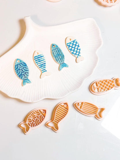 Fish Imprint Clay Cutter Set: Ocean-Inspired Polymer Clay Charms