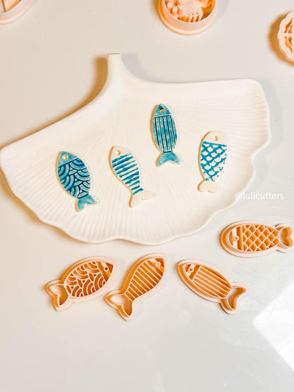 Fish Imprint Clay Cutter Set: Ocean-Inspired Polymer Clay Charms
