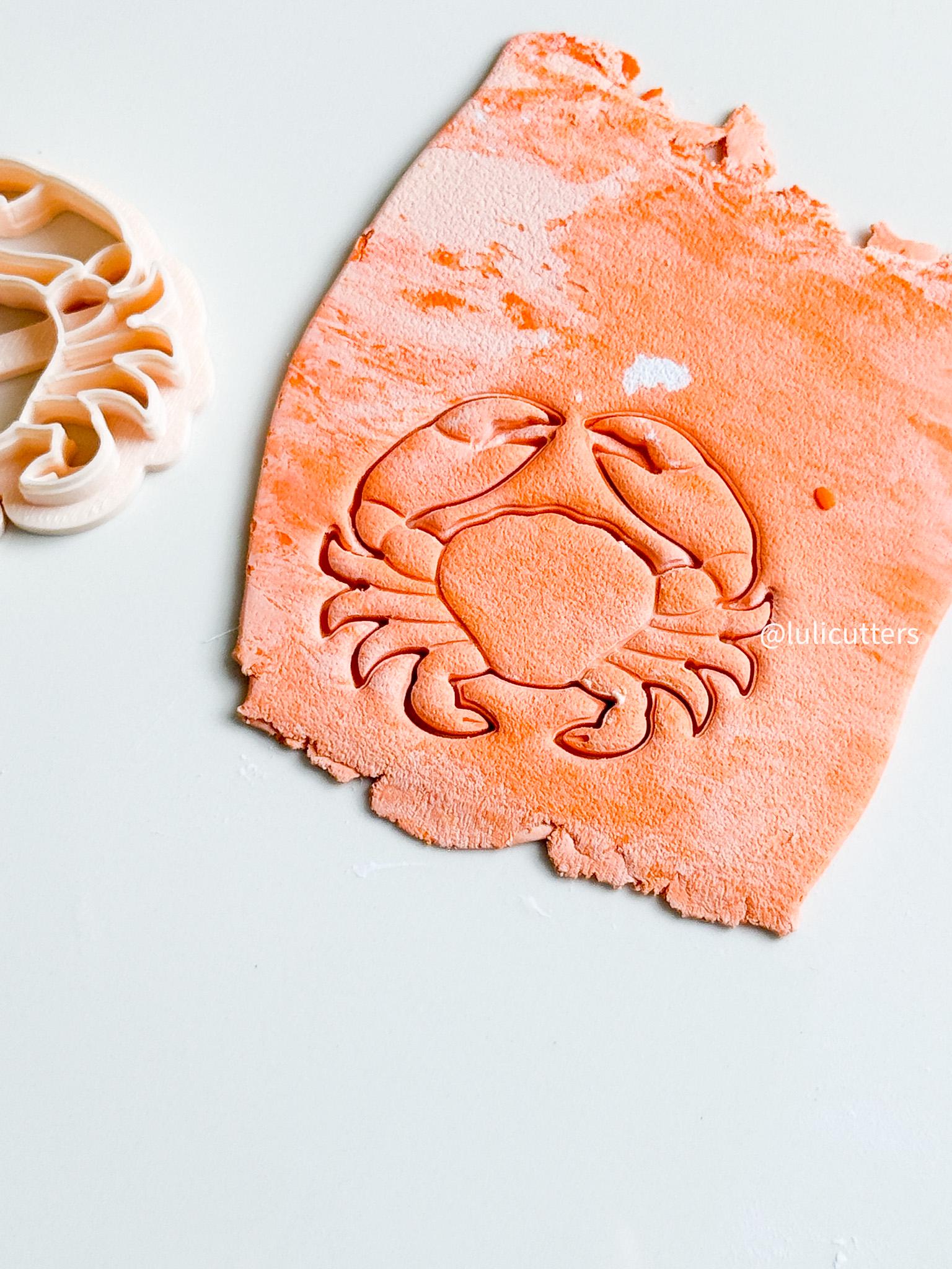Crab Clay Cutter with Imprint: Ocean Animal Earring Charms
