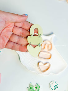 3-Piece Polymer Clay Earring Cutter Set Modern Arch, Oval & Heart Combo, Statement Earrings