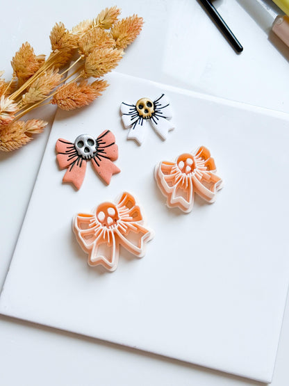 Skull Bow Cutter: Gothic Polymer Clay Jewelry Mold - Halloween Craft