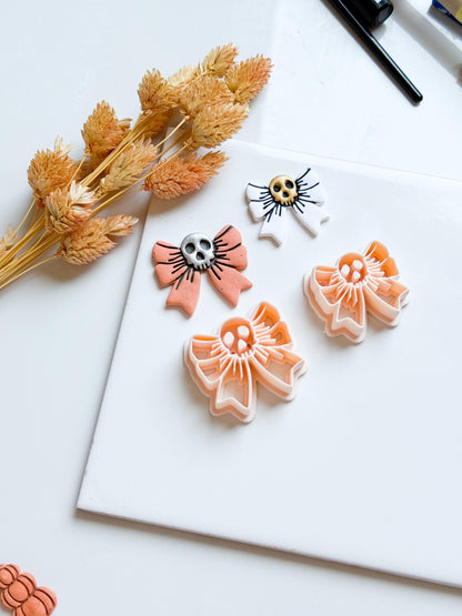 Skull Bow Cutter: Gothic Polymer Clay Jewelry Mold - Halloween Craft