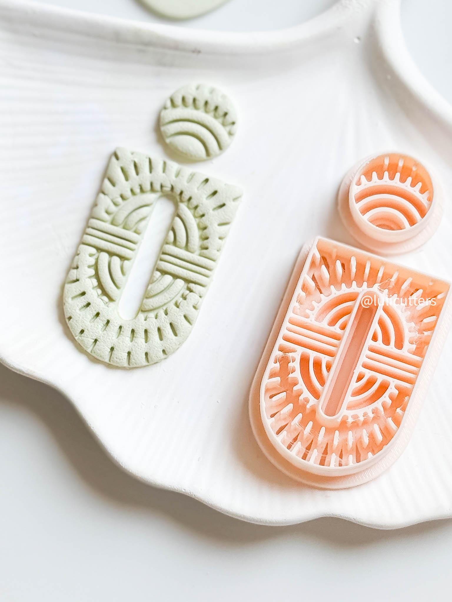 Tribal Weave Clay Cutter Set Textured Geometric Earring Design