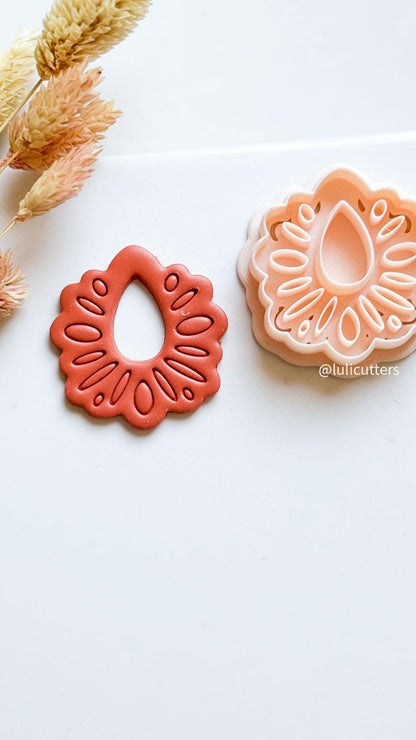 Floral Mandala Polymer Clay Cutter for Earrings and Jewelry