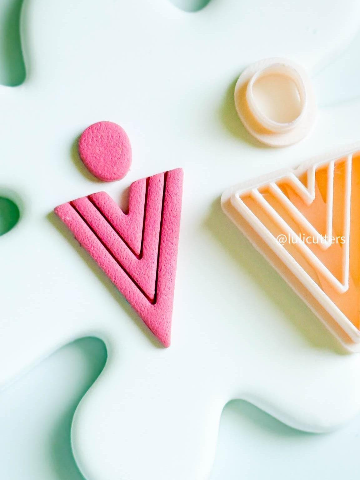 Geometric V Triangle Clay Cutter Set Retro Line Imprint Earring Cutter - 5 size options