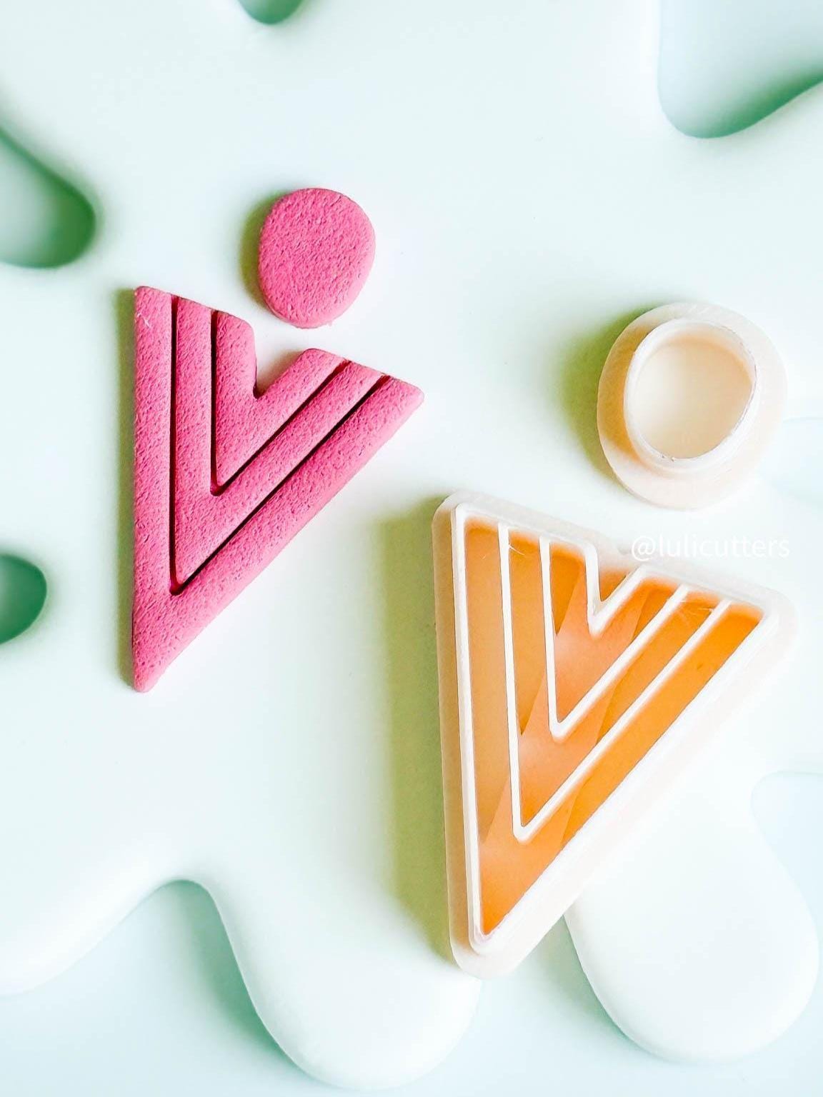 Geometric V Triangle Clay Cutter Set Retro Line Imprint Earring Cutter - 5 size options