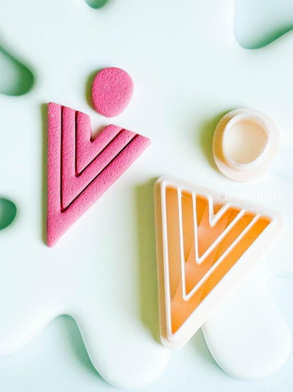 Geometric V Triangle Clay Cutter Set Retro Line Imprint Earring Cutter - 5 size options