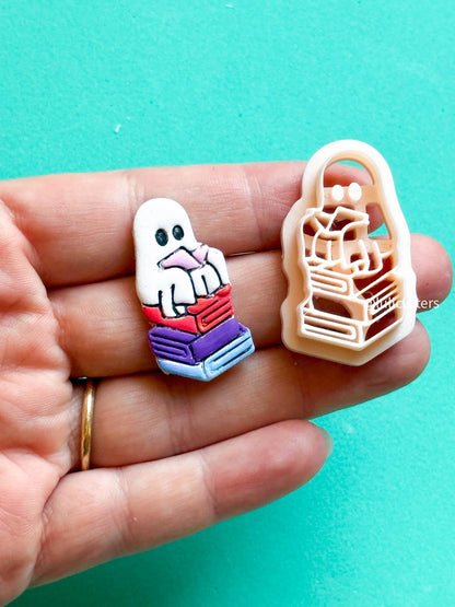 Book Ghost Cutter: Spooky Halloween Polymer Clay Earring Mold