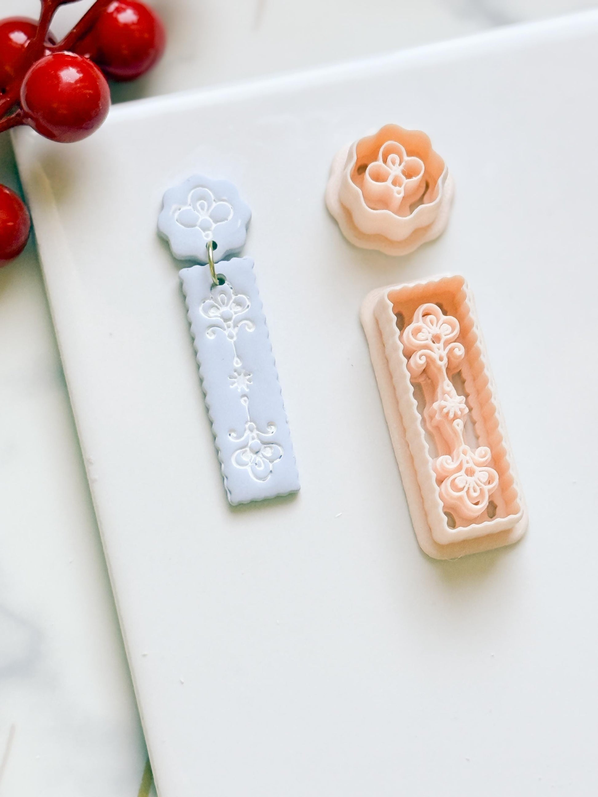 Floral Bar Polymer Clay Cutter Set Rectangle Drop Earring Shapes