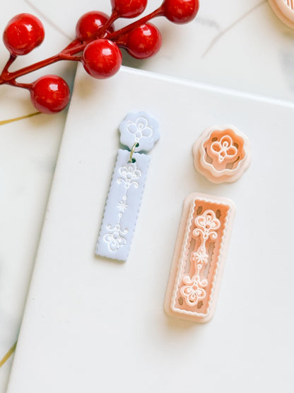 Floral Bar Polymer Clay Cutter Set Rectangle Drop Earring Shapes
