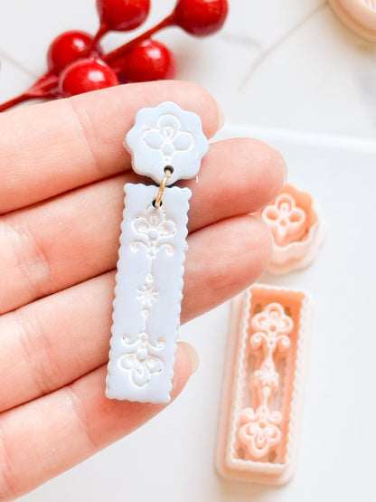 Floral Bar Polymer Clay Cutter Set Rectangle Drop Earring Shapes